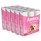 Andrex Family Soft Toilet Roll - 45 Toilet Rolls, Bulk Buy, Fragrance Free, FSC Certified - Good