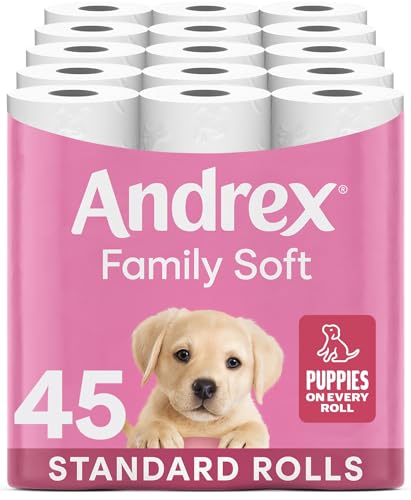 Andrex Family Soft Toilet Roll - 45 Toilet Rolls, Bulk Buy, Fragrance Free, FSC Certified - Good