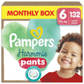 Pampers Harmonie Nappy Pants Size 6, 132 Nappies, 15kg+, Monthly Pack, Gentle Skin Protection and 360^0 Comfort Fit - Damaged Box