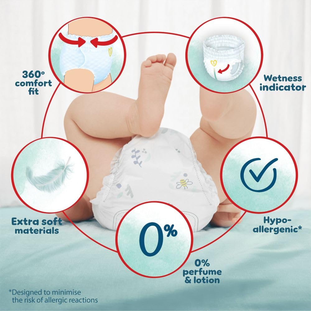 Pampers Harmonie Nappy Pants Size 6, 132 Nappies, 15kg+, Monthly Pack, Gentle Skin Protection and 360^0 Comfort Fit - Damaged Box