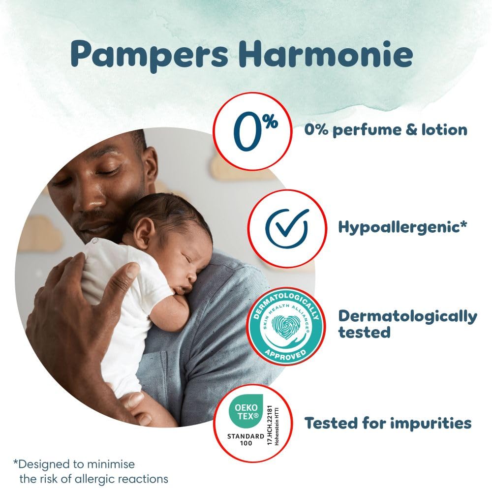 Pampers Harmonie Nappy Pants Size 6, 132 Nappies, 15kg+, Monthly Pack, Gentle Skin Protection and 360^0 Comfort Fit - Damaged Box