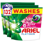 Ariel Platinum PODS Washing Liquid Laundry Detergent Capsules - 3 x 44 Washes - Touch of Lenor Floral Fresh - 7-Day Freshness - Damaged Box