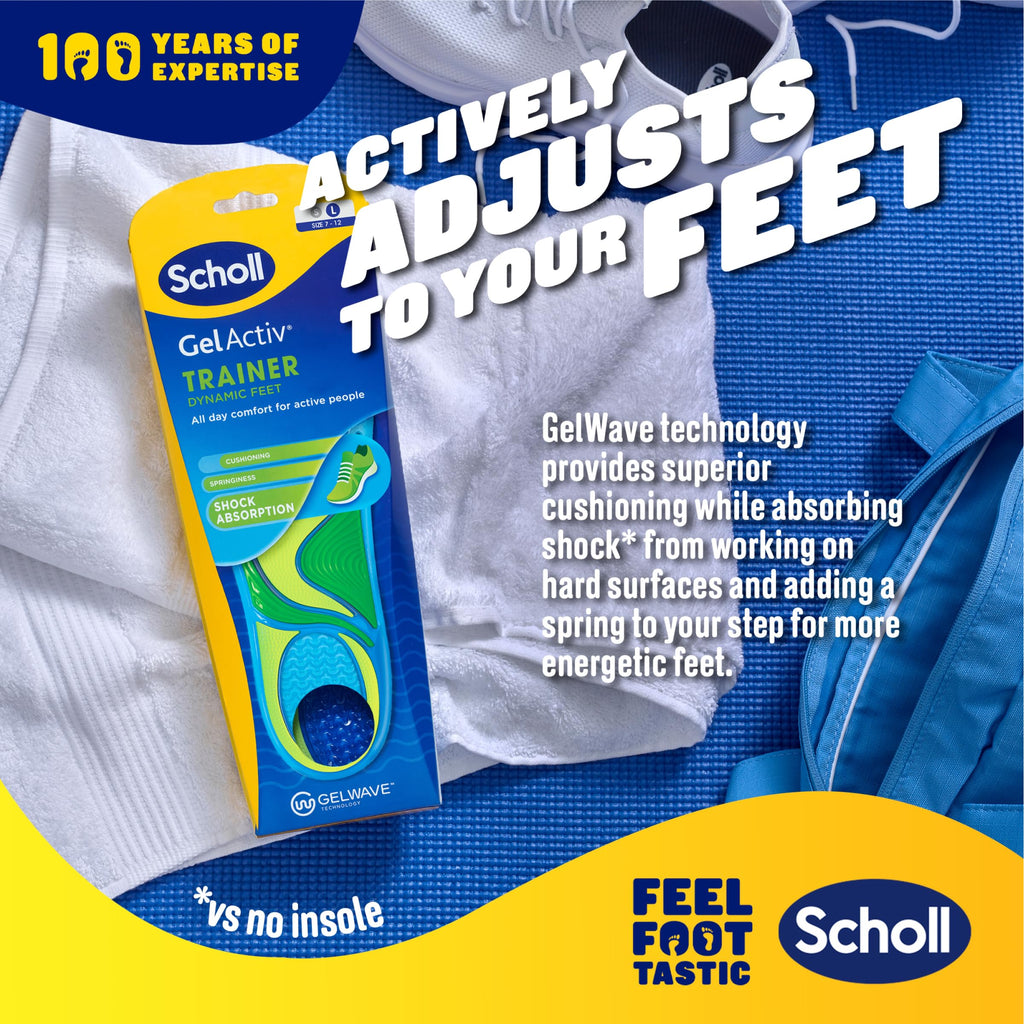 Scholl GelActiv Trainer Insoles Men's UK 7-12 - All Day Comfort Running Shoe Shock Absorption GelWave - New