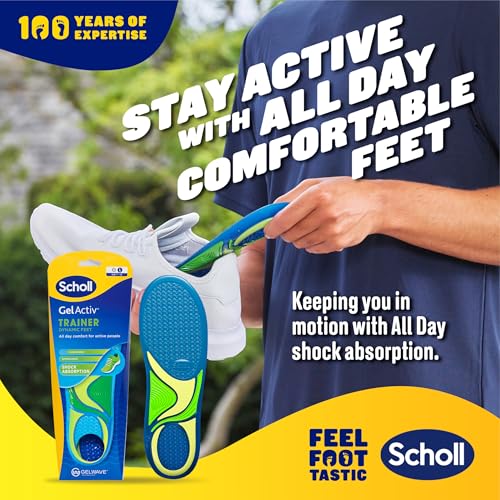 Scholl GelActiv Trainer Insoles Men's UK 7-12 - All Day Comfort Running Shoe Shock Absorption GelWave - New
