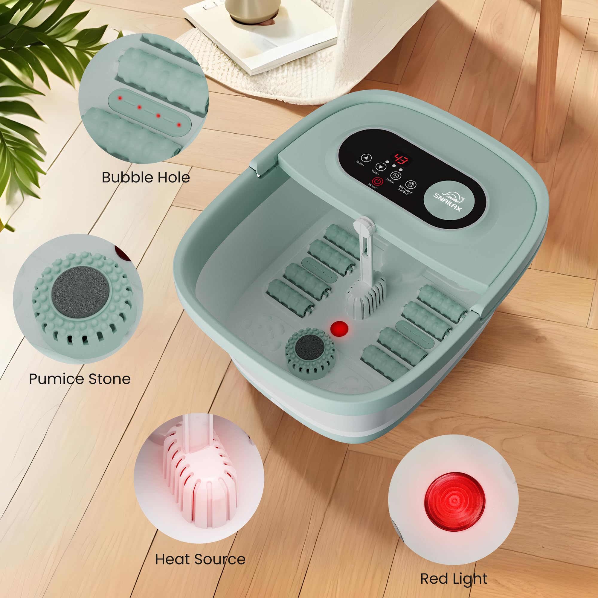 Snailax Shiatsu Foot Massager with Heat - Deep Kneading, Compression, Vibration - Foot Warmer for Plantar Fasciitis, Neuropathy - Size 13 - Damaged Box