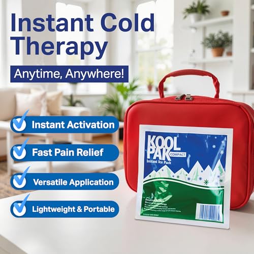 Koolpak Compact Instant Cold Ice Packs - 20 Pack - 15x15cm Disposable Single Use First Aid for Injuries Sports Recovery Workplace Travel - Damaged Box