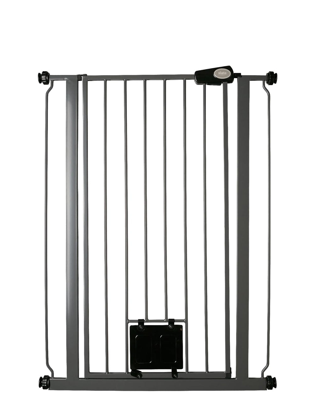 Bettacare Pet Gate with Lockable Cat Flap - 75-84cm Wide - 104cm Tall Slate Grey Dog Safety Barrier - Easy Fit Pressure Mounted - Very Good