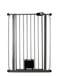 Bettacare Pet Gate with Lockable Cat Flap - 75-84cm Wide - 104cm Tall Slate Grey Dog Safety Barrier - Easy Fit Pressure Mounted - Very Good