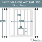 Bettacare Pet Gate with Lockable Cat Flap - 75-84cm Wide - 104cm Tall Slate Grey Dog Safety Barrier - Easy Fit Pressure Mounted - Very Good