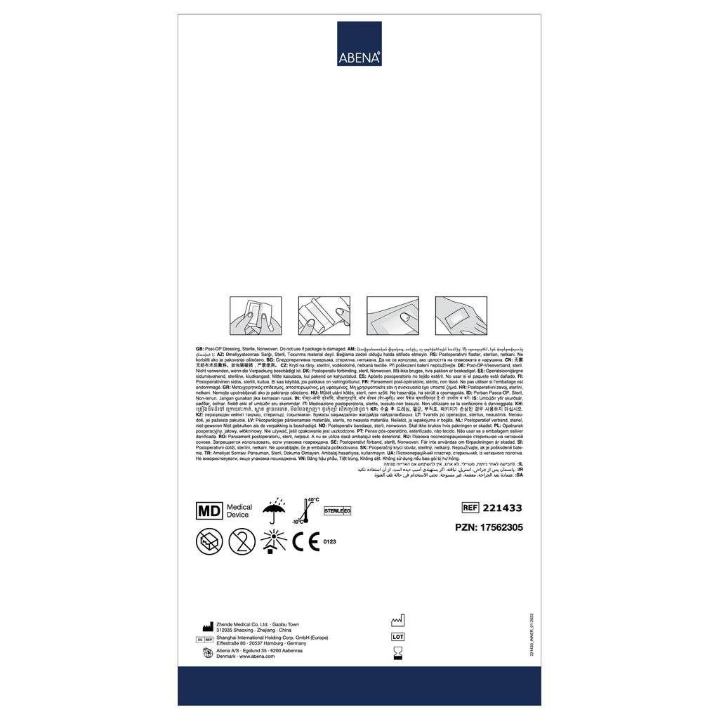 ABENA Post Operation Dressing - 10x20cm - Pack of 40 Sterile Adhesive Non-Woven Plaster - Wound Care, Cuts, Abrasions - Latex Free - Damaged Box