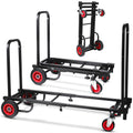 Pyle Folding Equipment Cart - Heavy Duty 8-in-1 Sack Truck, Platform Trolley with R-Trac Wheels, Black - Very Good