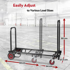 Pyle Folding Equipment Cart - Heavy Duty 8-in-1 Sack Truck, Platform Trolley with R-Trac Wheels, Black - Very Good