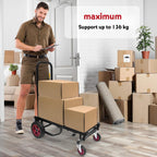 Pyle Folding Equipment Cart - Heavy Duty 8-in-1 Sack Truck, Platform Trolley with R-Trac Wheels, Black - Very Good