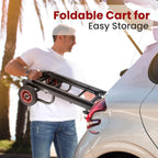 Pyle Folding Equipment Cart - Heavy Duty 8-in-1 Sack Truck, Platform Trolley with R-Trac Wheels, Black - Very Good