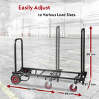 Pyle Folding Equipment Cart - Heavy Duty 8-in-1 Sack Truck, Platform Trolley with R-Trac Wheels, Black - Very Good