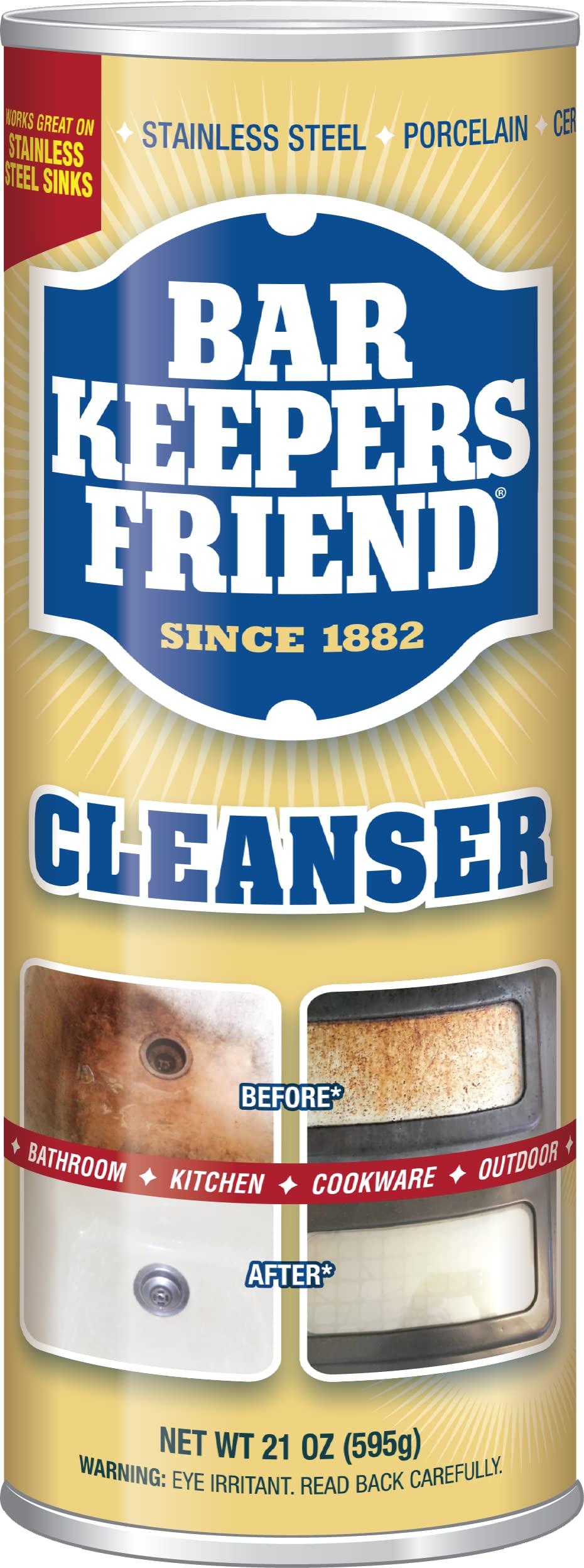 Bar Keepers Friend Multi Purpose Household Cleaner Gold - 21 Oz(595 g) - New