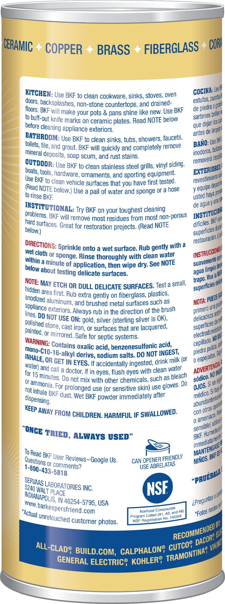 Bar Keepers Friend Multi Purpose Household Cleaner Gold - 21 Oz(595 g) - New
