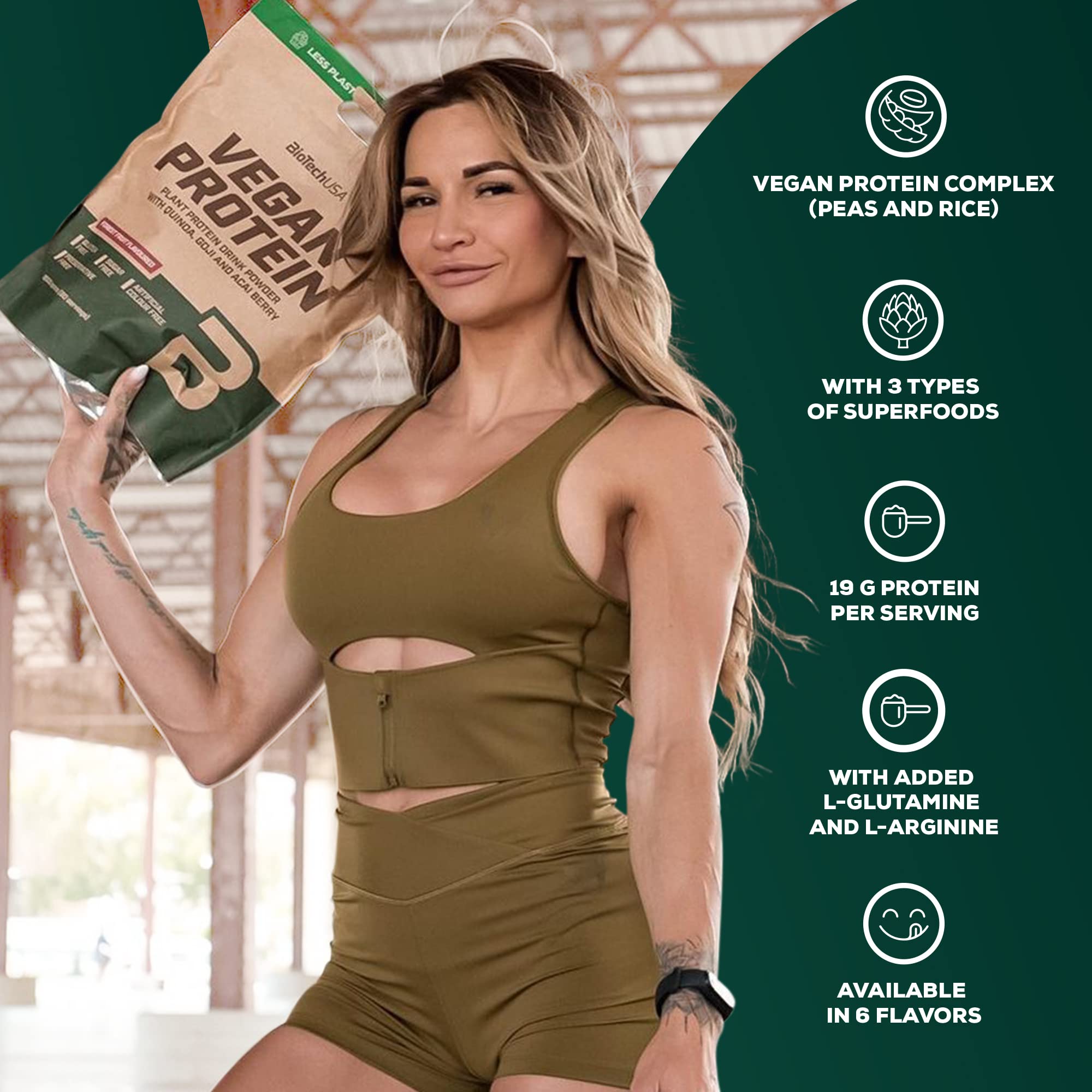 BioTechUSA Vegan Protein Powder - Rice & Pea Blend, Superfoods, Amino Acids - 2kg Vanilla Cake - Sugar/Lactose/Gluten-Free - New - BBE 03/2029