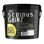Serious Gainz, 5kg (40 Servings) - Mass Gainer Protein Powder, ~27g Protein, ~460 Calories, ~74g Carbs - Weight Gainer Shake with Whey Isolate & Oat Flour - Post-Workout Recovery - Banana - New - BBE 03/2029