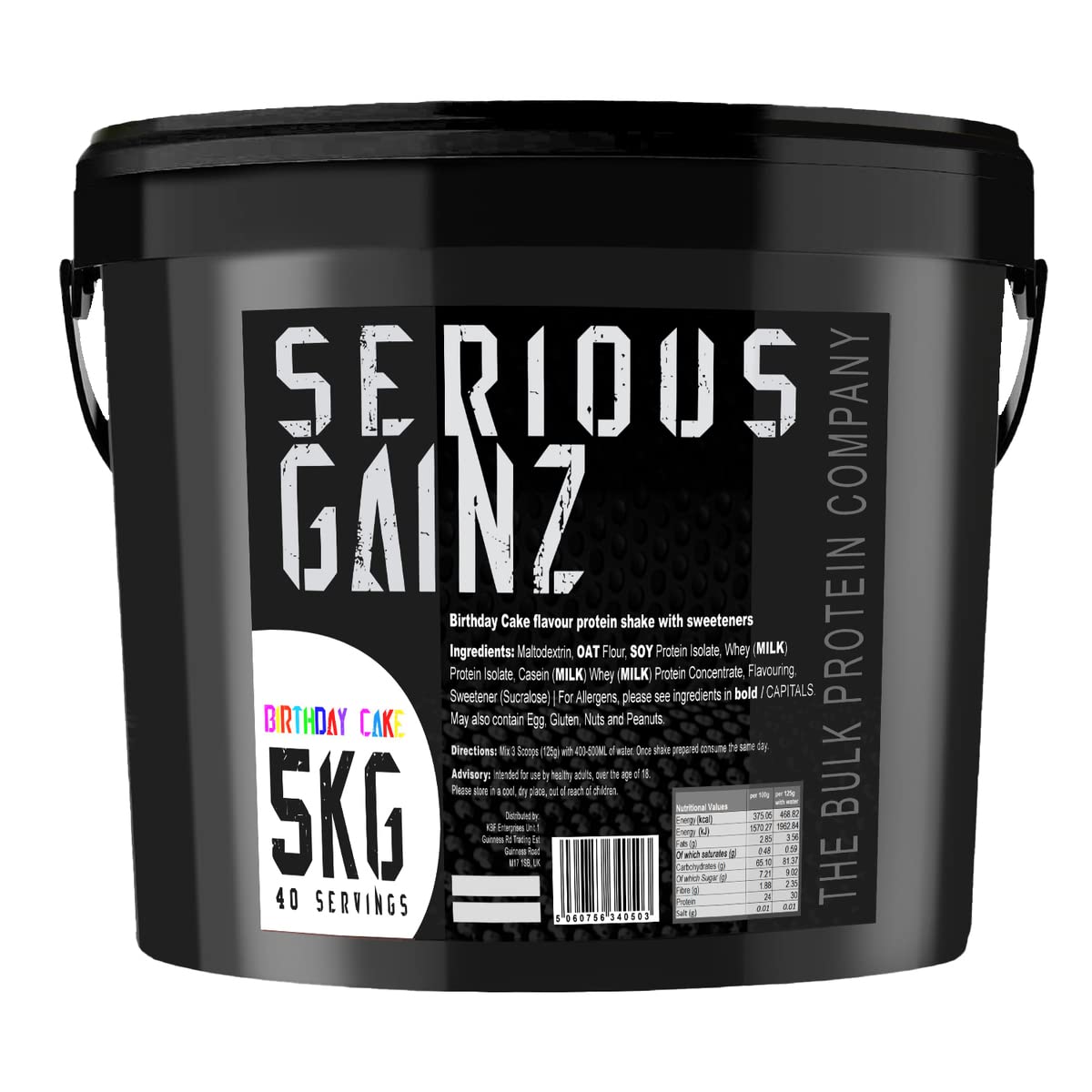 Serious Gainz, 5kg (40 Servings) - Mass Gainer Protein Powder, ~27g Protein, ~460 Calories, ~74g Carbs - Weight Gainer Shake with Whey Isolate & Oat Flour - Post-Workout Recovery - Banana - New - BBE 03/2029