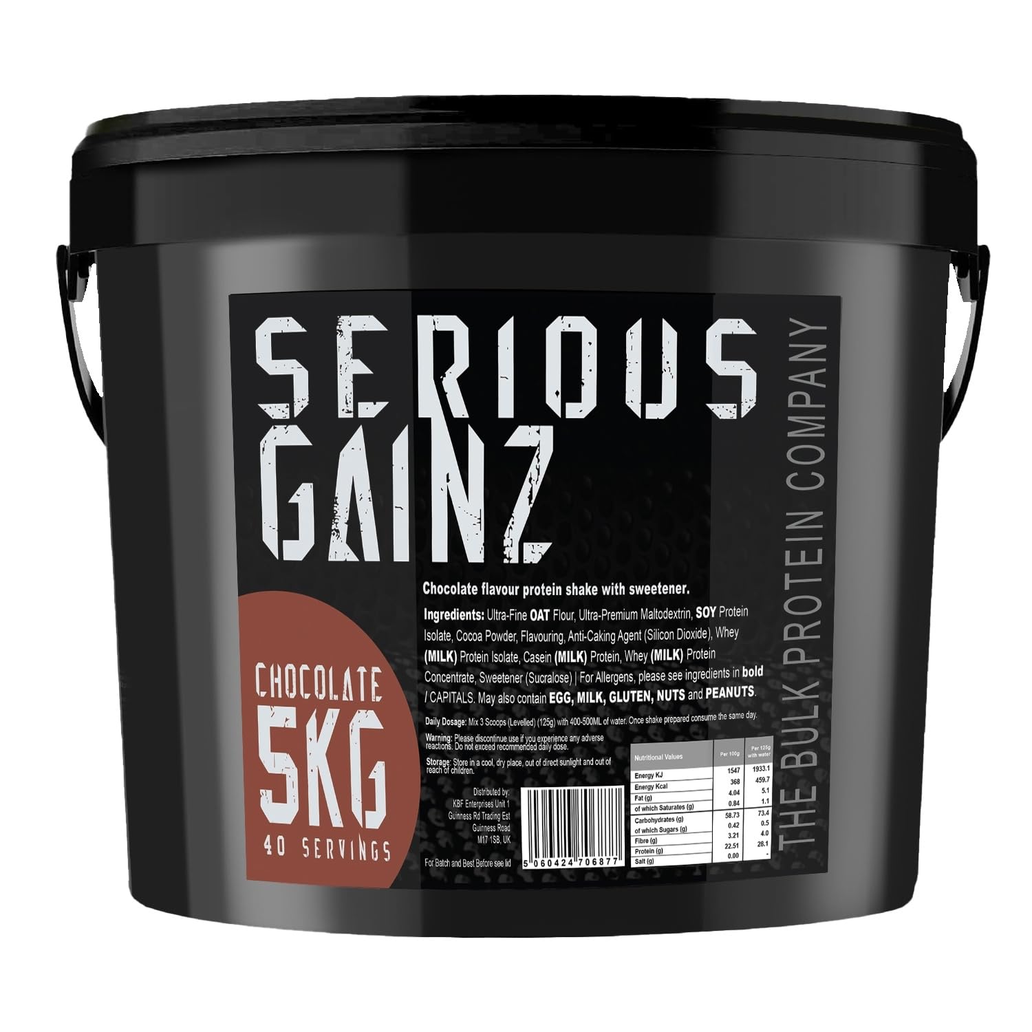 Serious Gainz, 5kg (40 Servings) - Mass Gainer Protein Powder, ~27g Protein, ~460 Calories, ~74g Carbs - Weight Gainer Shake with Whey Isolate & Oat Flour - Post-Workout Recovery - Banana - New - BBE 03/2029