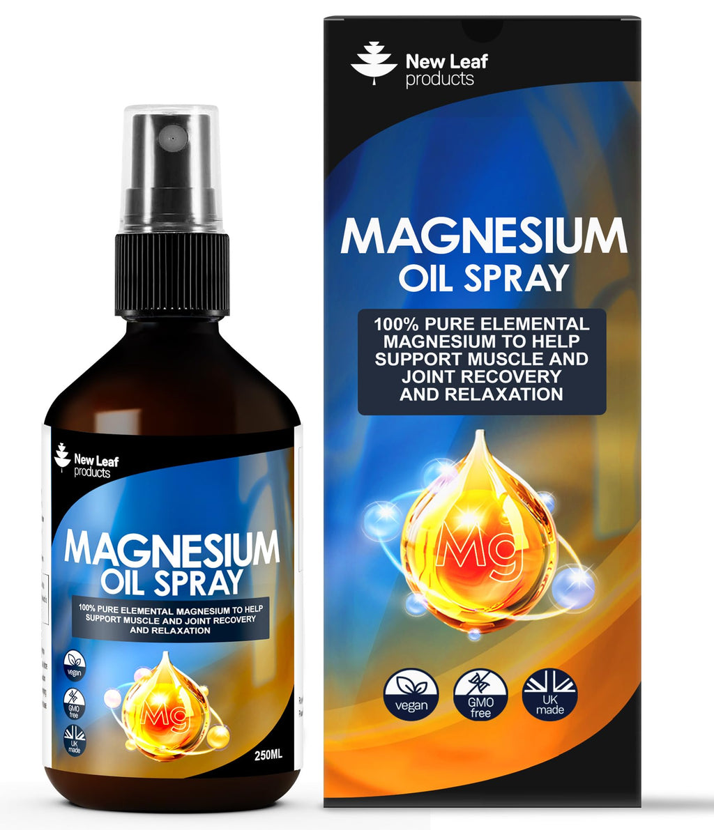New Leaf Magnesium Oil Spray XL 250ml - Pure Elemental Magnesium for Sleep, Joints & Muscles - Vegan 115mg Magnesium Chloride - Damaged Box - BBE 01/2027