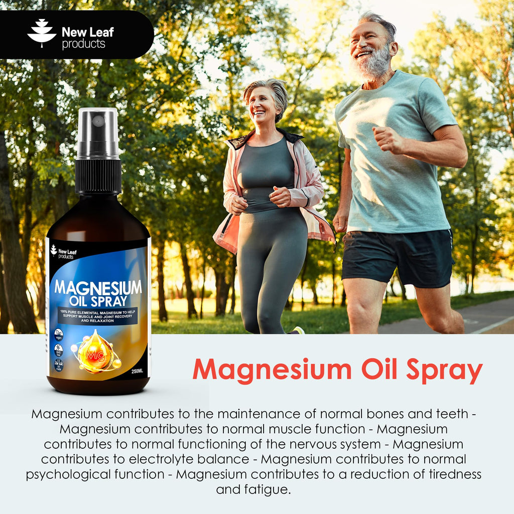 New Leaf Magnesium Oil Spray XL 250ml - Pure Elemental Magnesium for Sleep, Joints & Muscles - Vegan 115mg Magnesium Chloride - Damaged Box - BBE 01/2027