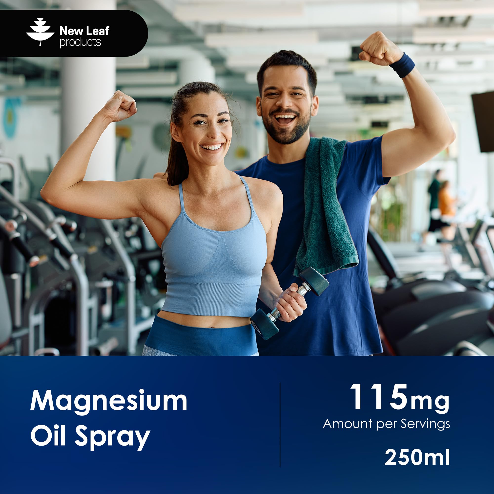 New Leaf Magnesium Oil Spray XL 250ml - Pure Elemental Magnesium for Sleep, Joints & Muscles - Vegan 115mg Magnesium Chloride - Damaged Box - BBE 01/2027