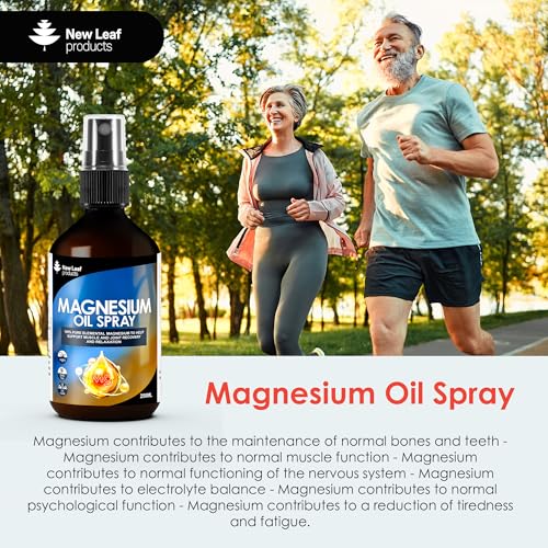 New Leaf Magnesium Oil Spray XL 250ml - Pure Elemental Magnesium for Sleep, Joints & Muscles - Vegan 115mg Magnesium Chloride - Damaged Box - BBE 01/2027