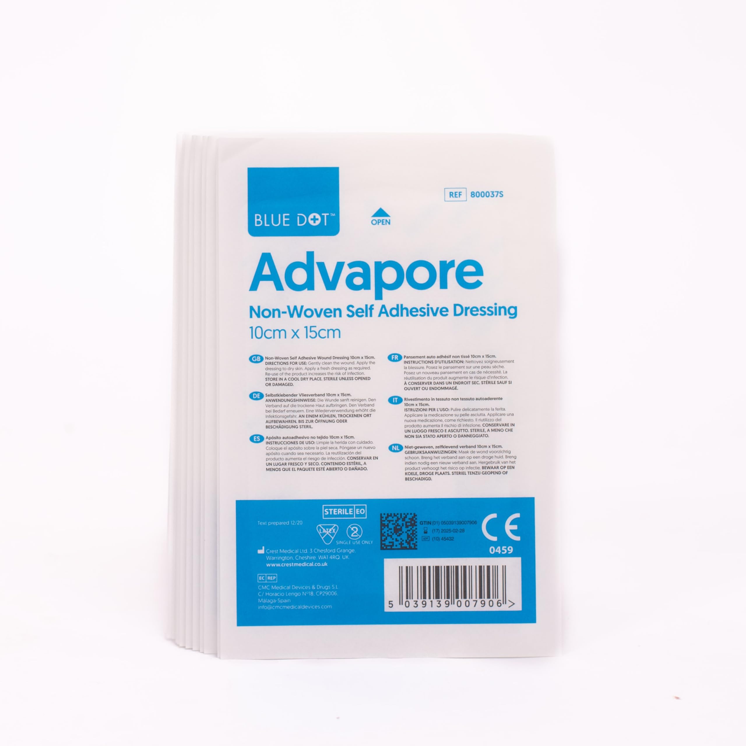 Blue Dot Advapore Fabric Non-Woven Self Adhesive Wound Dressing 50-Piece Set, 10 cm x 15 cm Size - Damaged Box