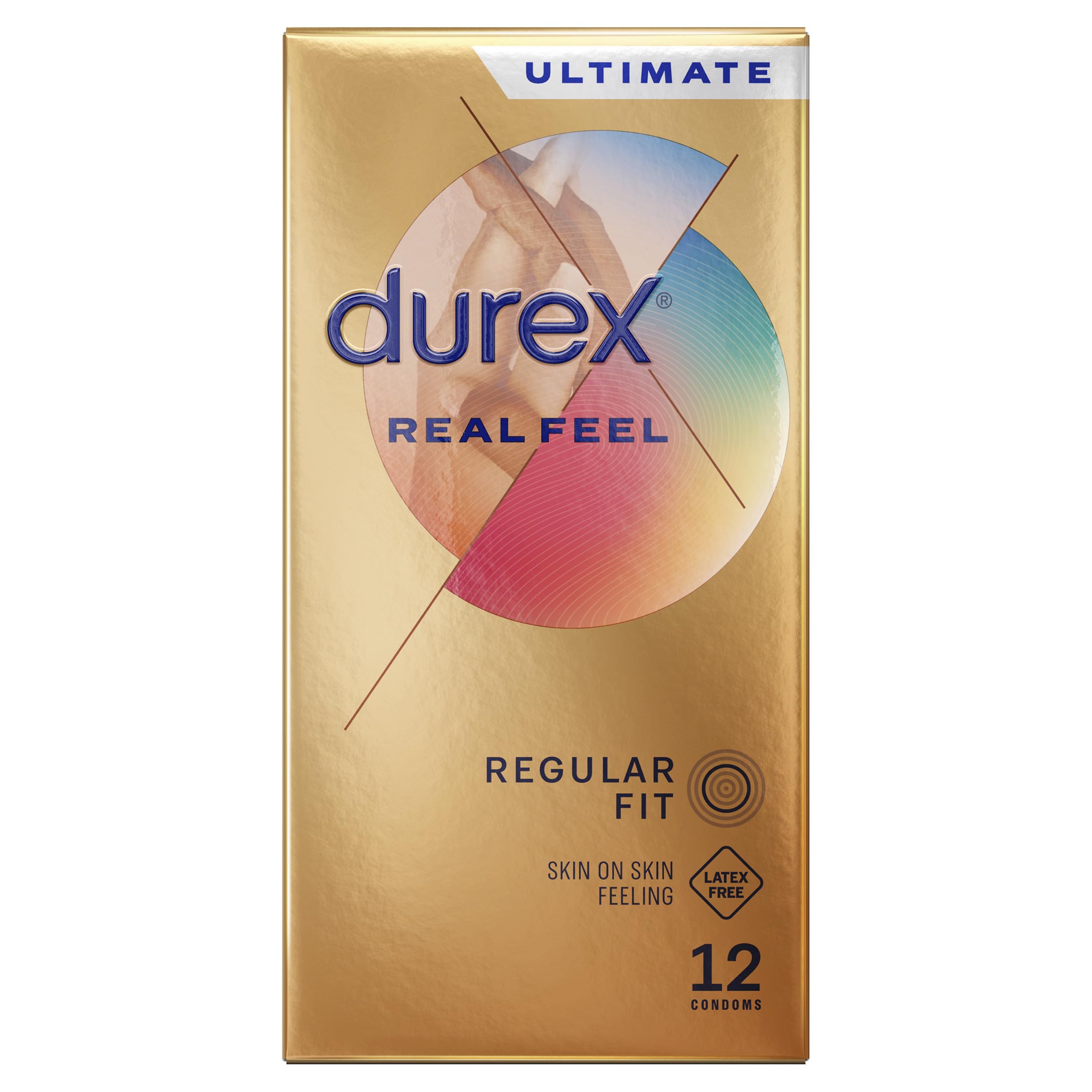 Durex Real Feel Condoms, 12s, Regular Fit, Latex Free, Extra Silicone Lube, Easy On Shape - New - BBE 02/2028