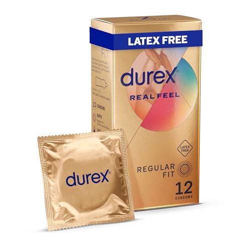 Durex Real Feel Condoms, 12s, Regular Fit, Latex Free, Extra Silicone Lube, Easy On Shape - New - BBE 02/2028