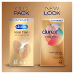 Durex Real Feel Condoms, 12s, Regular Fit, Latex Free, Extra Silicone Lube, Easy On Shape - New - BBE 02/2028