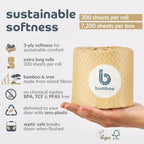 Bumboo Essentials Toilet Roll 48 Pack - 3 Ply 300 Sheets - Plastic-Free, Soft, Strong, Eco-Friendly Toilet Tissue - Damaged Box