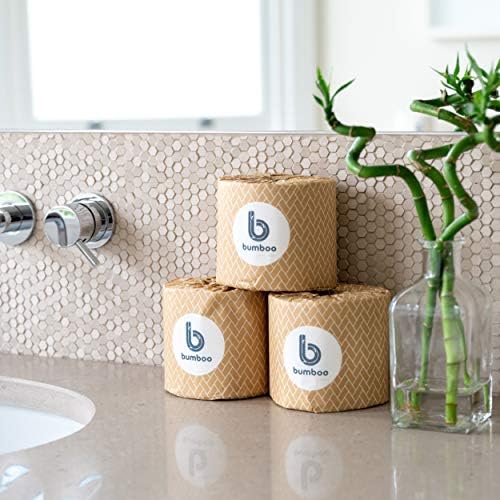 Bumboo Essentials Toilet Roll 48 Pack - 3 Ply 300 Sheets - Plastic-Free, Soft, Strong, Eco-Friendly Toilet Tissue - Damaged Box