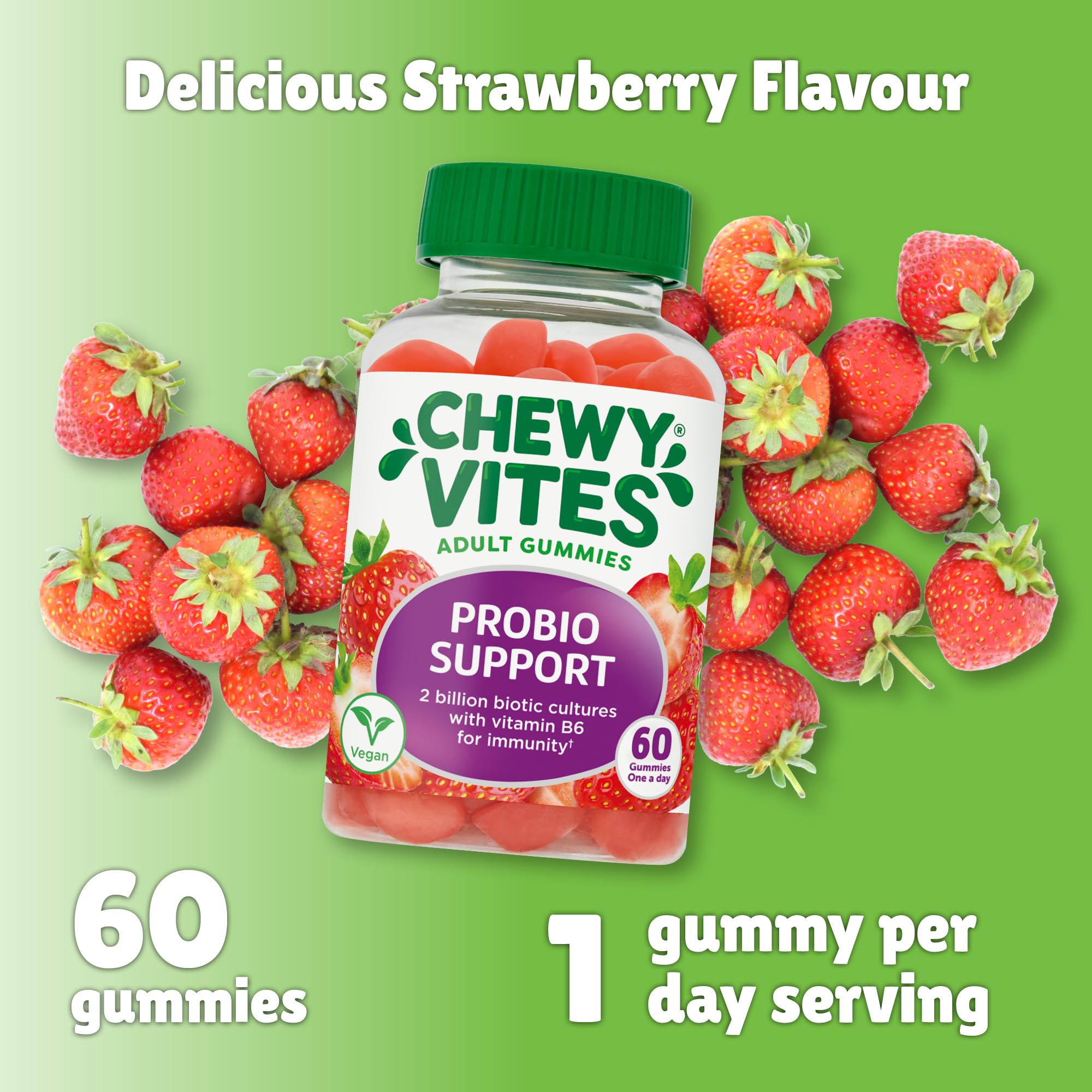Chewy Vites Adult Probio Support, Gut Health & Vitamin Gummies, 60 Count - New - BBE 09/2025