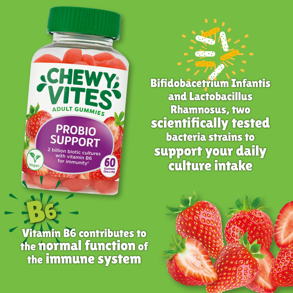 Chewy Vites Adult Probio Support, Gut Health & Vitamin Gummies, 60 Count - New - BBE 09/2025