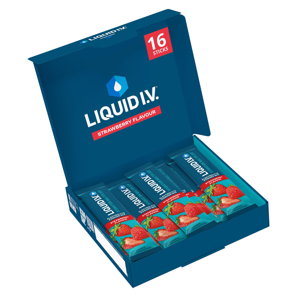 Liquid I.V. Hydration Multiplier Electrolyte Mix, Strawberry, 16 Sticks - Damaged Box - BBE 09/2027