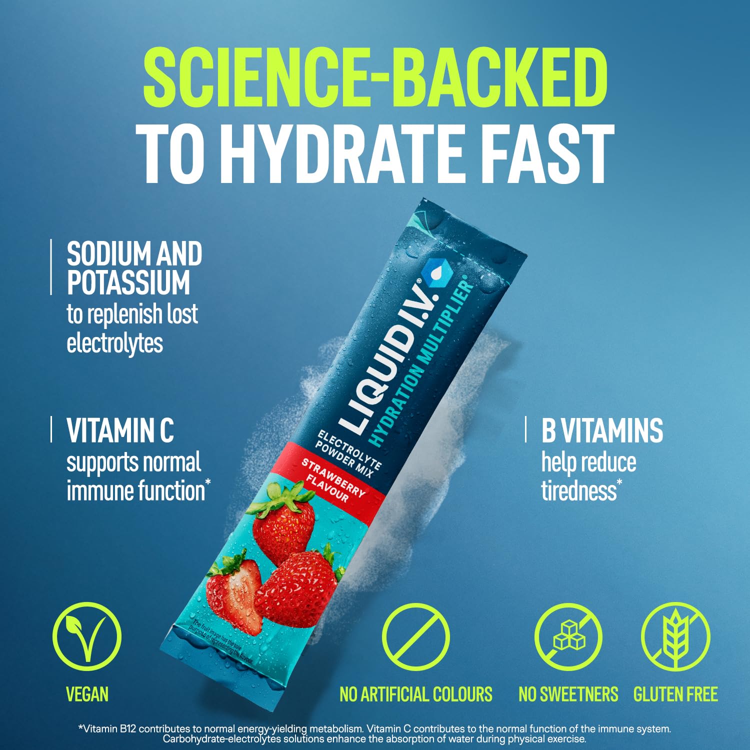 Liquid I.V. Hydration Multiplier Electrolyte Mix, Strawberry, 16 Sticks - Damaged Box - BBE 09/2027