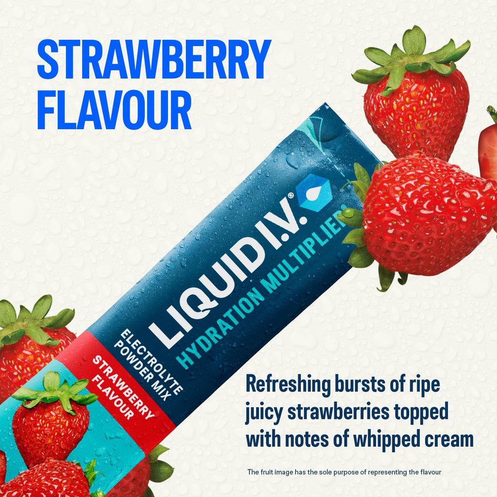 Liquid I.V. Hydration Multiplier Electrolyte Mix, Strawberry, 16 Sticks - Damaged Box - BBE 09/2027