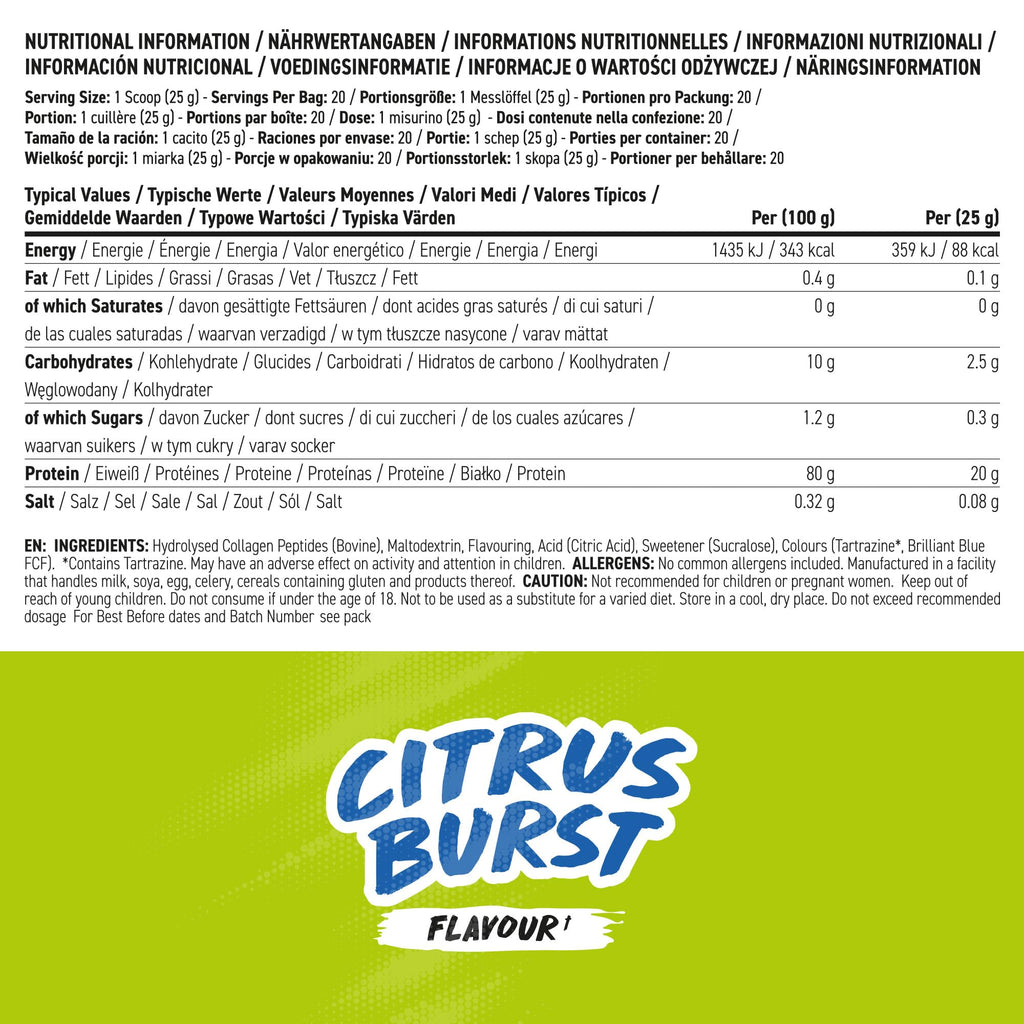 BodyFuel Clear Protein Beef Isolate 500g Citrus Burst - Low Sugar Lactose-Free Muscle Support 20 Servings - New - BBE 01/2028
