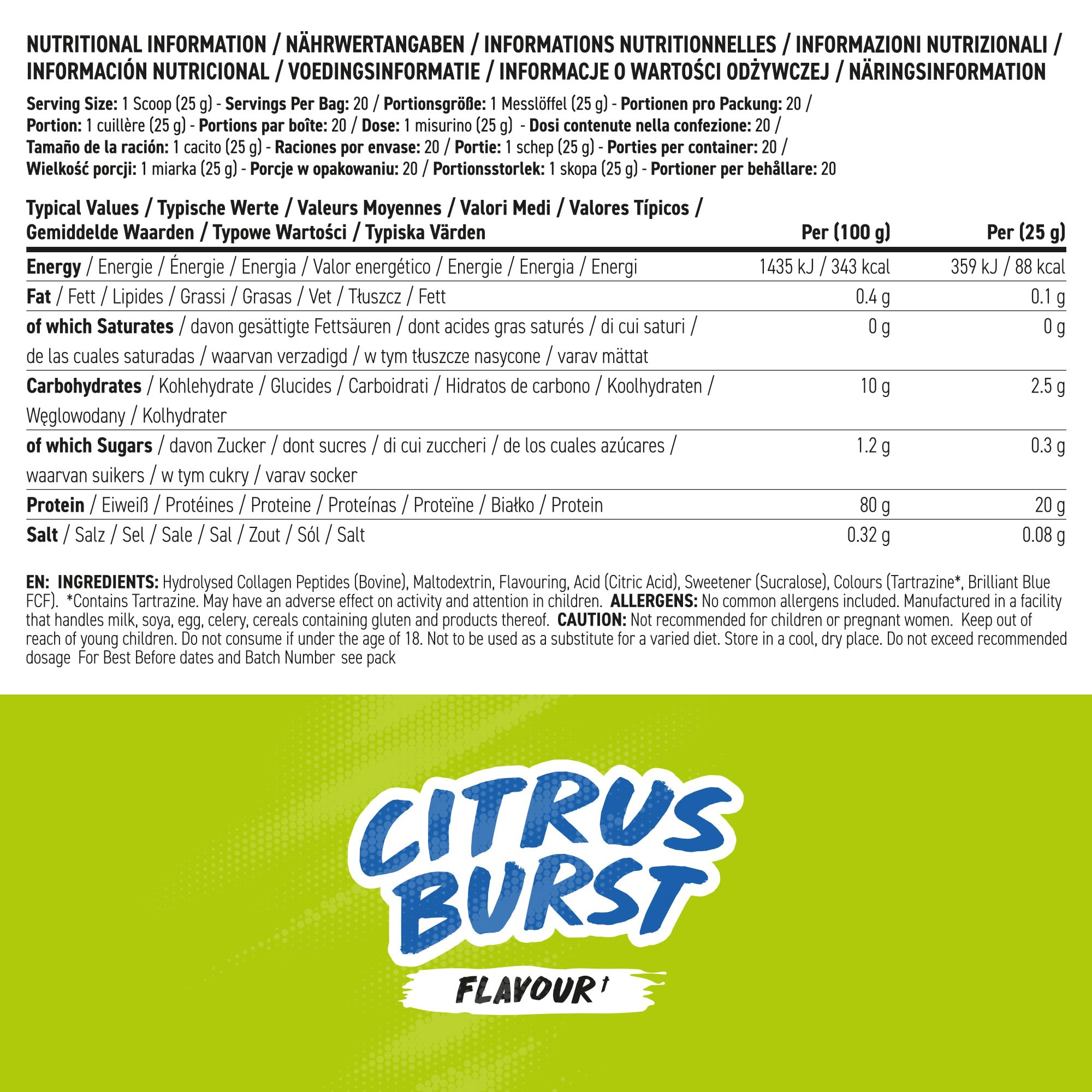 BodyFuel Clear Protein Beef Isolate 500g Citrus Burst - Low Sugar Lactose-Free Muscle Support 20 Servings - New - BBE 01/2028