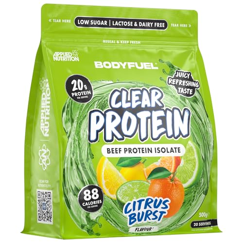BodyFuel Clear Protein Beef Isolate 500g Citrus Burst - Low Sugar Lactose-Free Muscle Support 20 Servings - New - BBE 01/2028