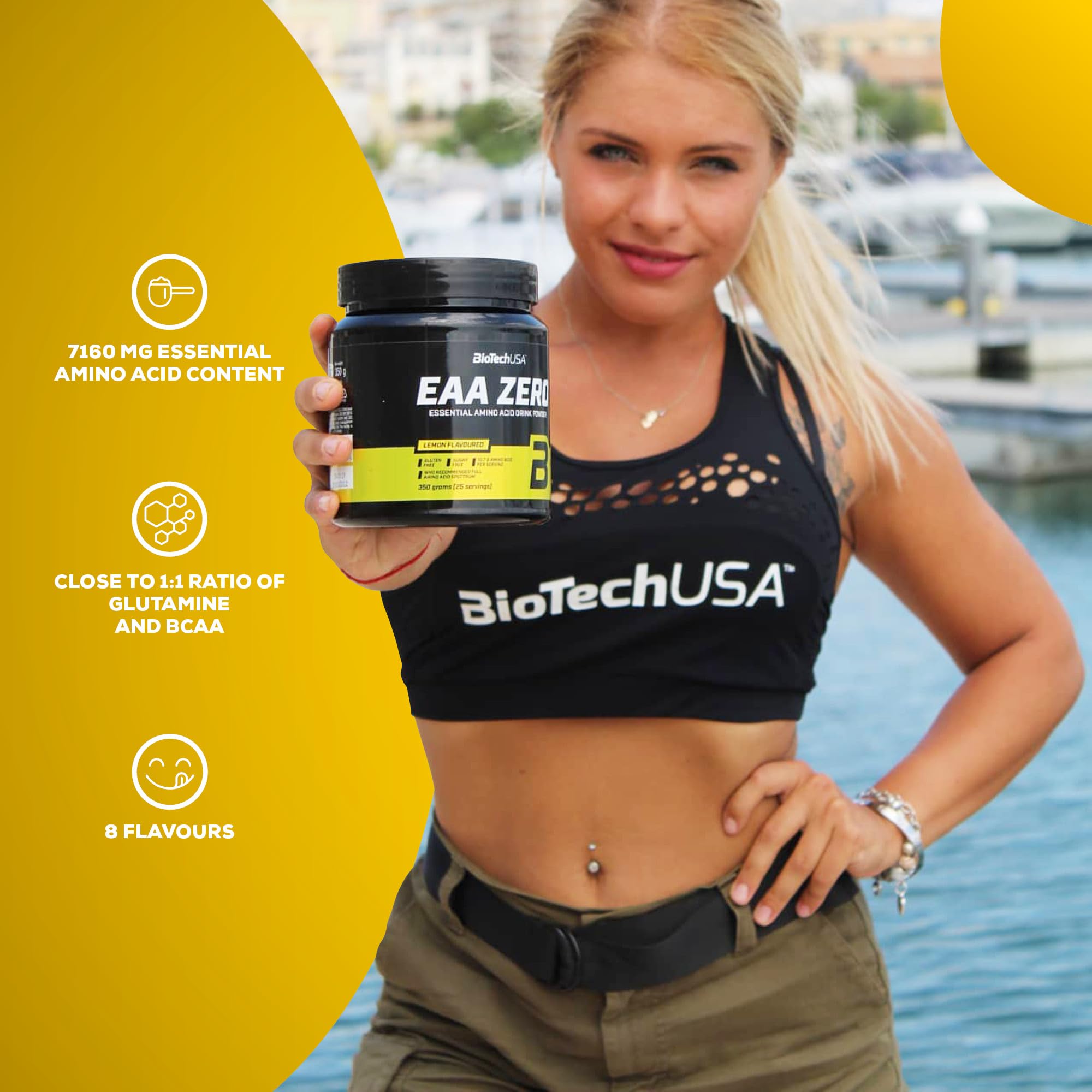 BioTechUSA EAA Zero Essential Amino Acid Powder - 7160mg EAA/Serving, Sugar-Free, Gluten-Free, 350g Orange-Mango - New - BBE 02/2029
