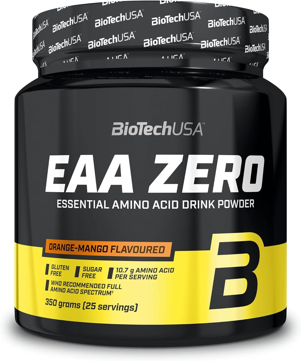 BioTechUSA EAA Zero Essential Amino Acid Powder - 7160mg EAA/Serving, Sugar-Free, Gluten-Free, 350g Orange-Mango - New - BBE 02/2029
