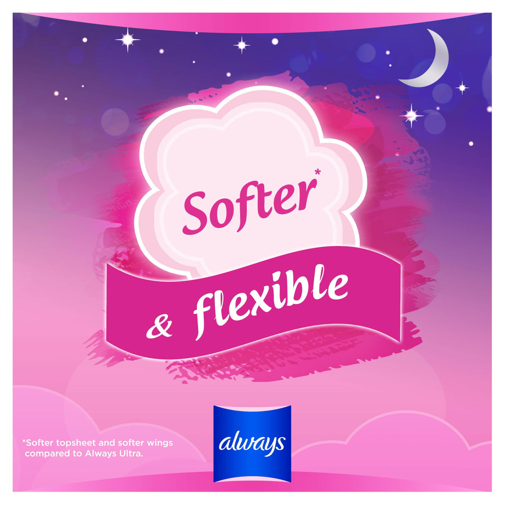 Always Sensitive Ultra Night Sanitary Towels with Wings, Size 3, 100 Towels (10x10 Packs), Odour Neutraliser, Super Absorbent - New