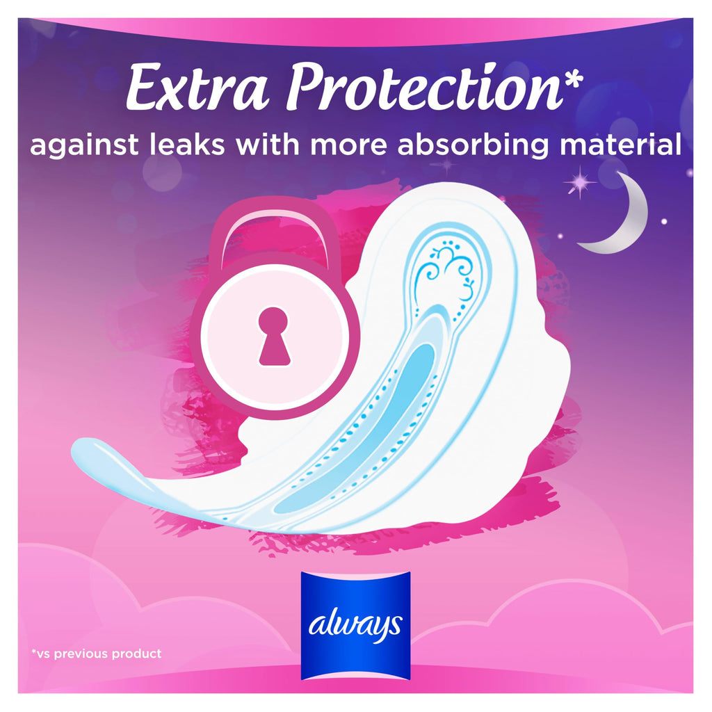 Always Sensitive Ultra Night Sanitary Towels with Wings, Size 3, 100 Towels (10x10 Packs), Odour Neutraliser, Super Absorbent - New