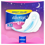 Always Sensitive Ultra Night Sanitary Towels with Wings, Size 3, 100 Towels (10x10 Packs), Odour Neutraliser, Super Absorbent - New