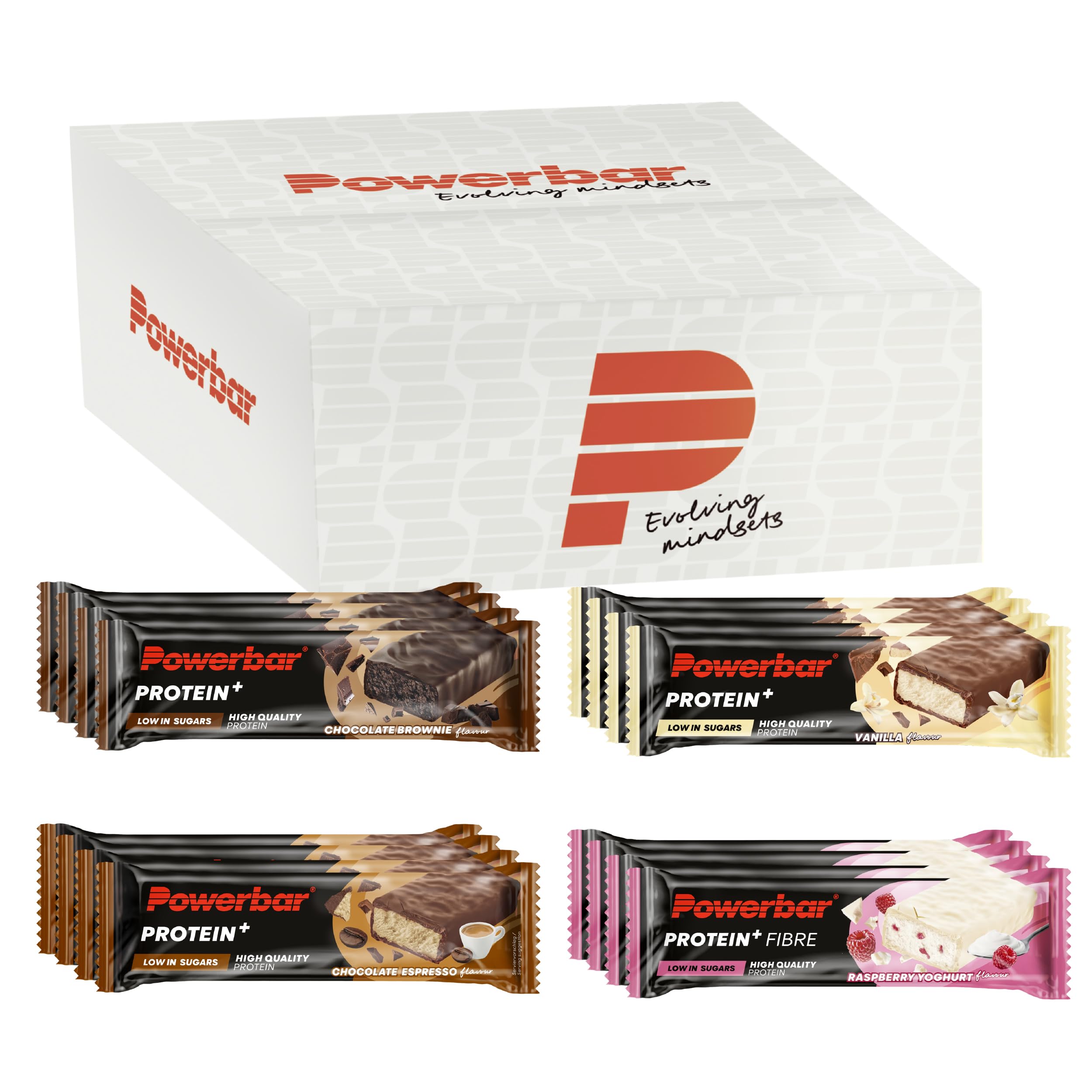 Powerbar - Protein Plus - Low Sugar Multiflavour Box - 16x35g - Protein bars with fibre - Damaged Box - BBE 04/2026
