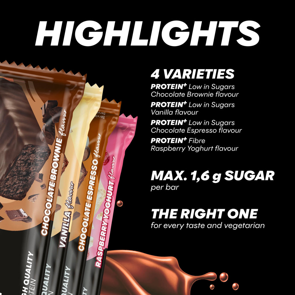 Powerbar - Protein Plus - Low Sugar Multiflavour Box - 16x35g - Protein bars with fibre - Damaged Box - BBE 04/2026